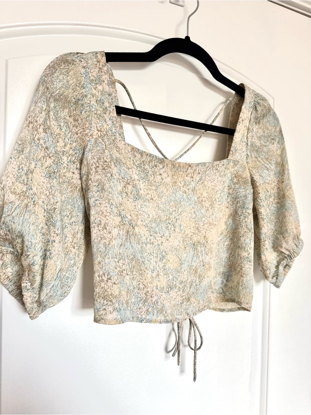 H&M floral satin open back blouse